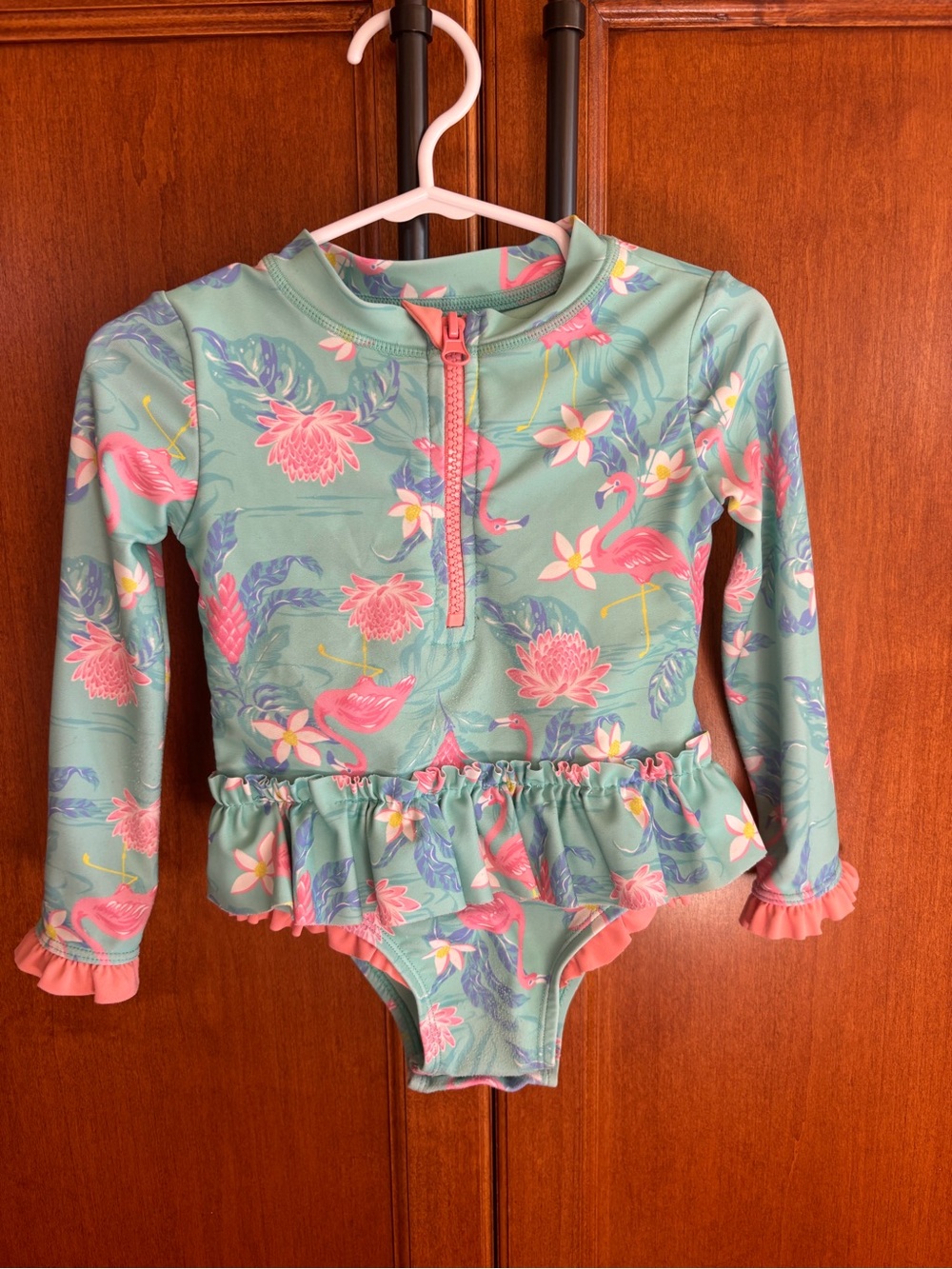 Tommy Bahama Floral Flamingo Ruffle One-Piece Swimsuit